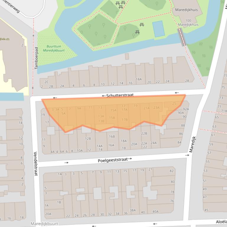 Kaart van postcodegebied 2316XH.