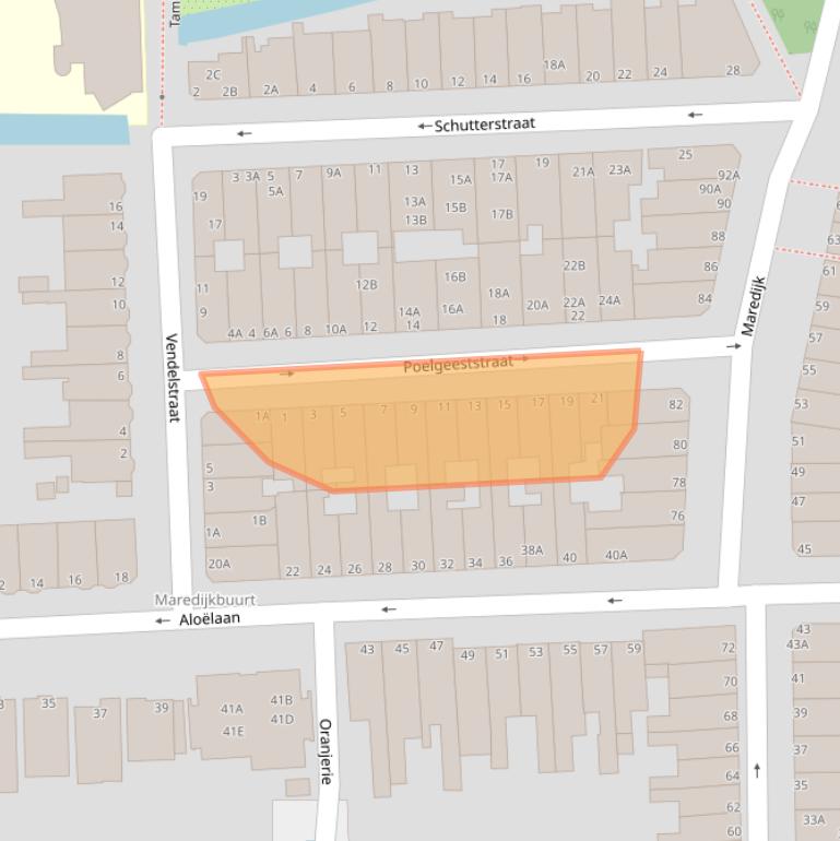 Kaart van postcodegebied 2316XK.