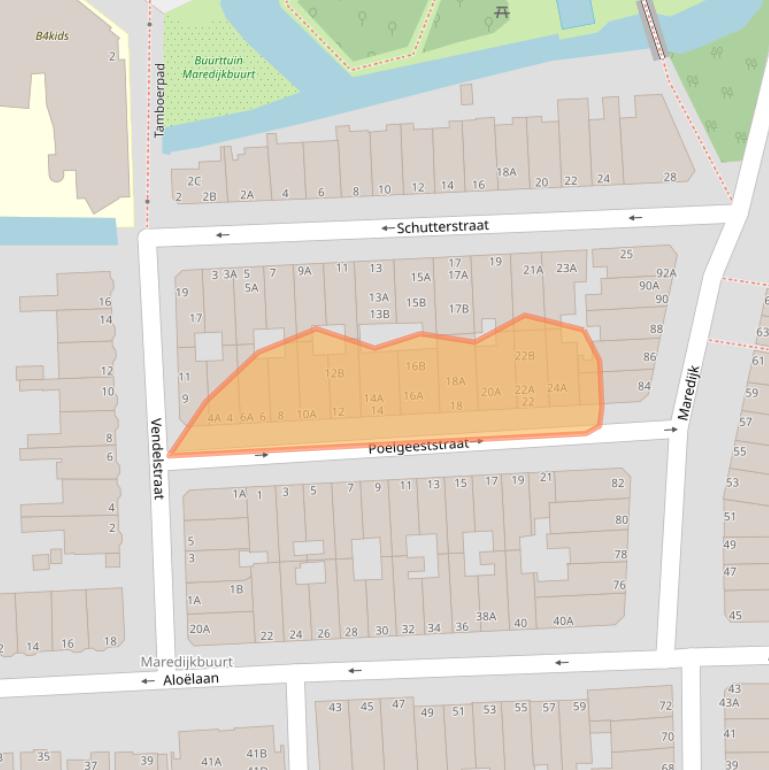 Kaart van postcodegebied 2316XL.