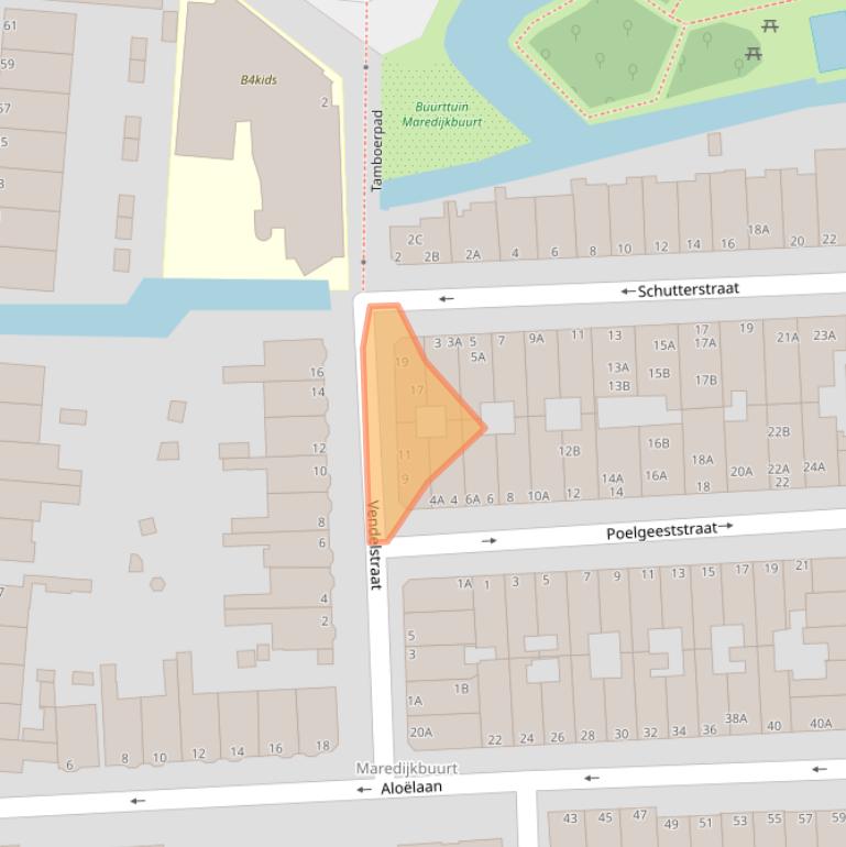 Kaart van postcodegebied 2316XN.