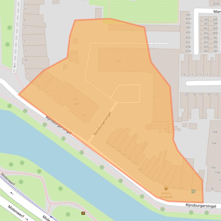 Kaart van postcodegebied 2316XX.