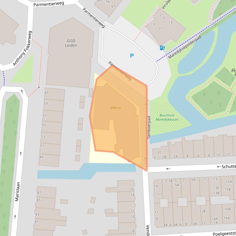 Kaart van postcodegebied 2316ZW.