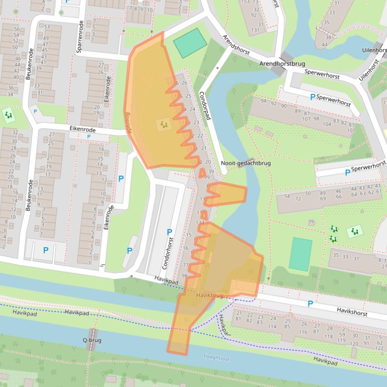 Kaart van postcodegebied 2317AZ.