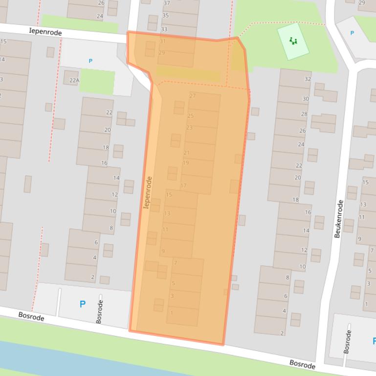 Kaart van postcodegebied 2317BJ.