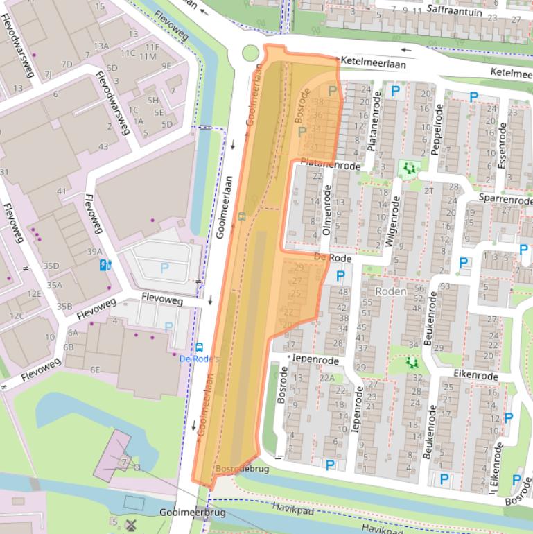Kaart van postcodegebied 2317BN.