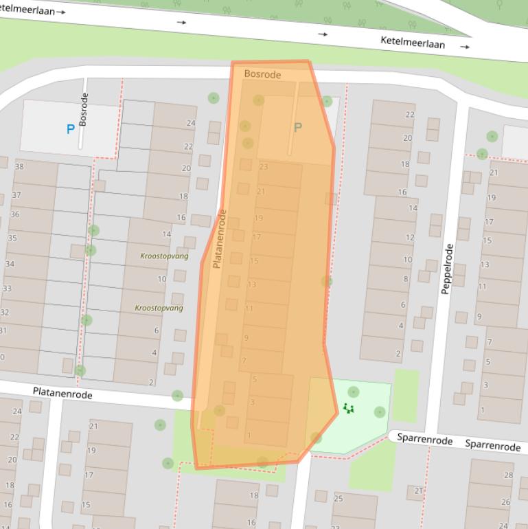 Kaart van postcodegebied 2317BS.