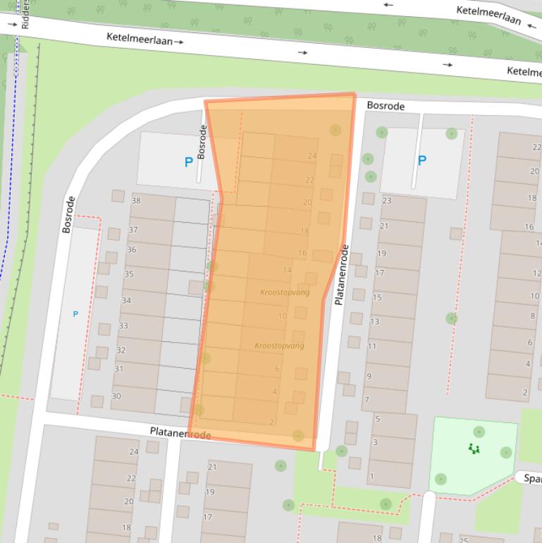 Kaart van postcodegebied 2317BT.