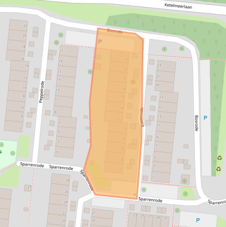 Kaart van postcodegebied 2317CE.