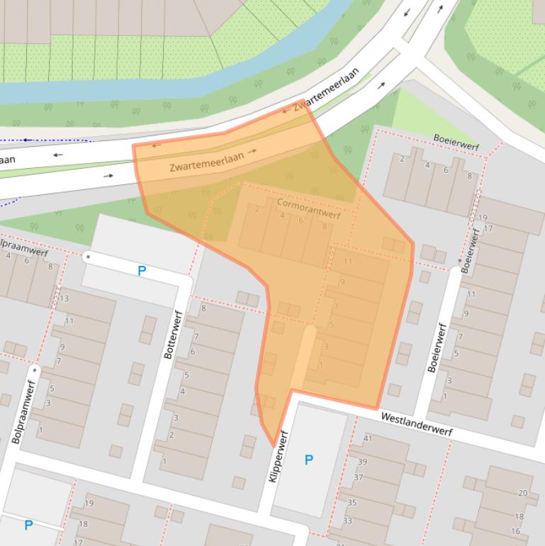 Kaart van postcodegebied 2317EB.