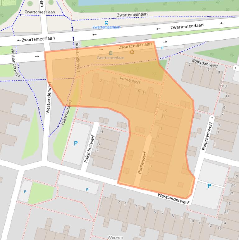 Kaart van postcodegebied 2317EE.