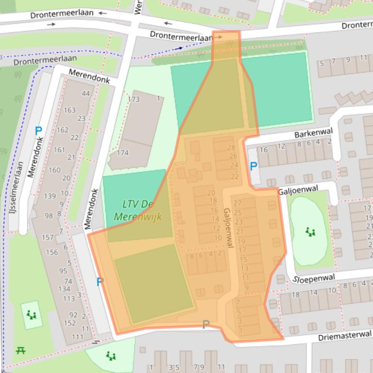 Kaart van postcodegebied 2317GW.