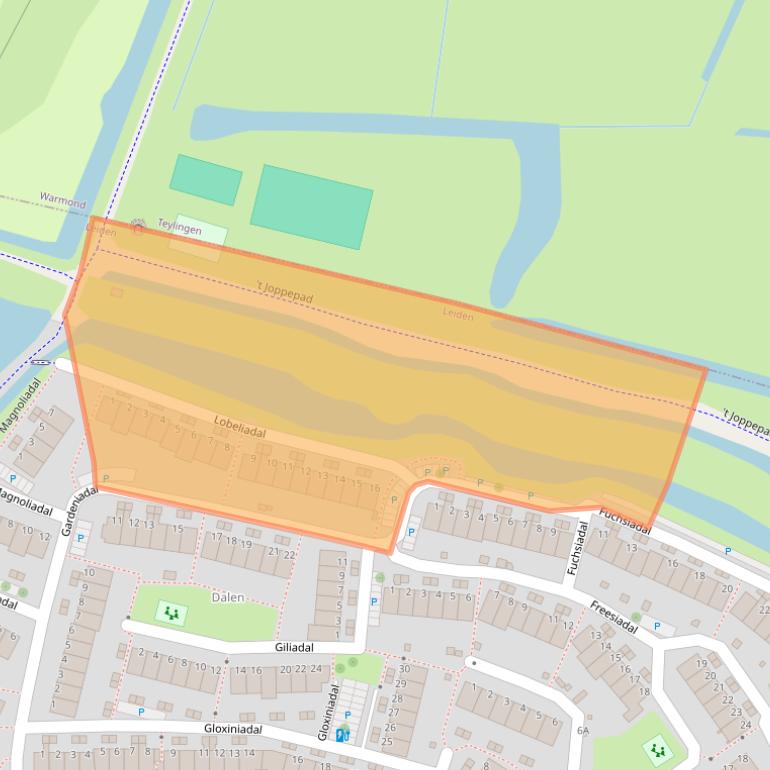 Kaart van postcodegebied 2317HW.