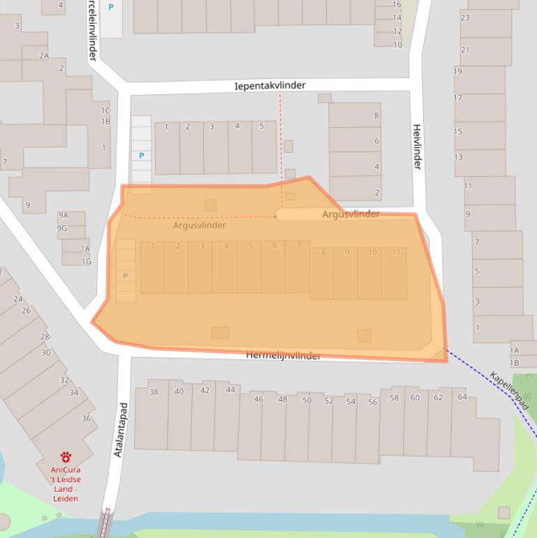 Kaart van postcodegebied 2317KB.