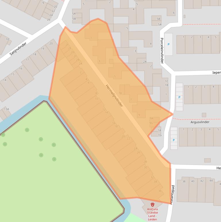 Kaart van postcodegebied 2317KC.