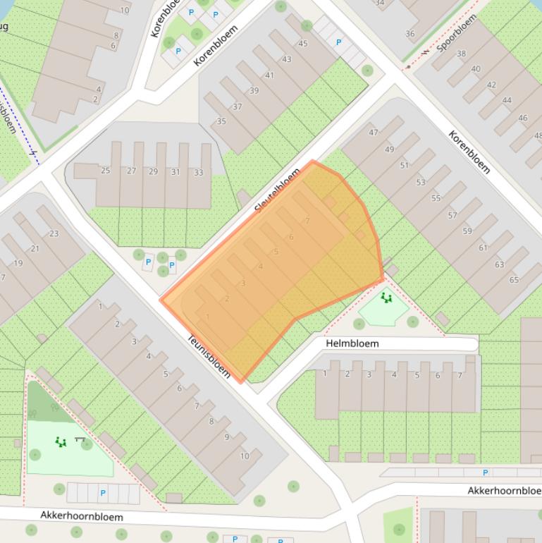 Kaart van postcodegebied 2317LA.