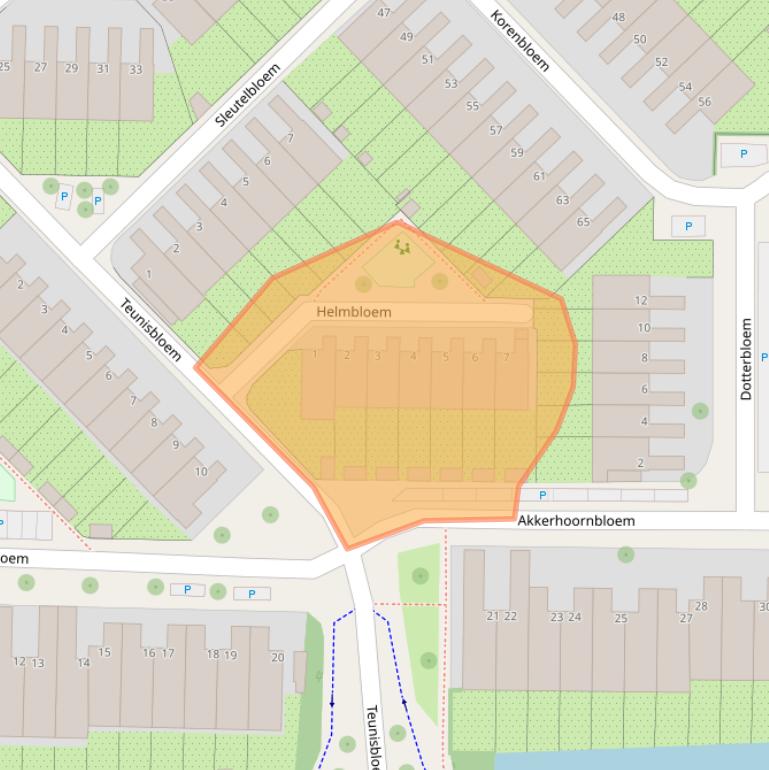 Kaart van postcodegebied 2317LC.