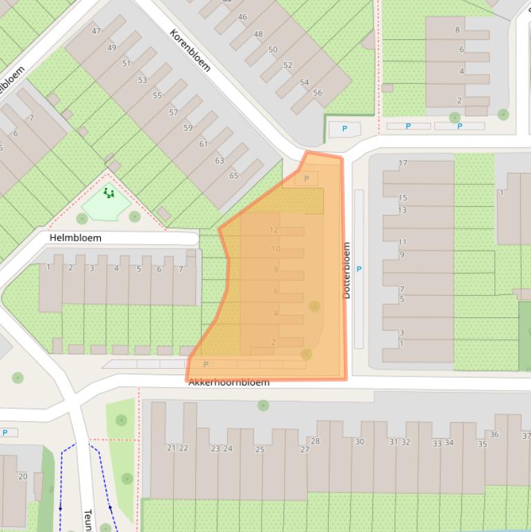 Kaart van postcodegebied 2317LT.