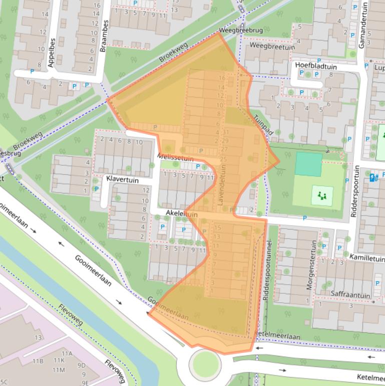 Kaart van postcodegebied 2317NB.