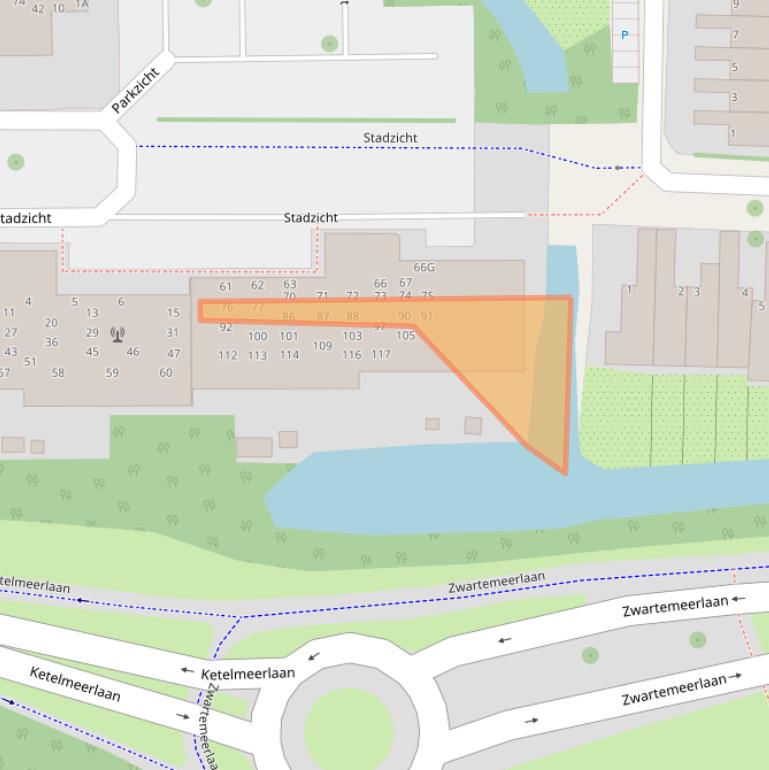 Kaart van postcodegebied 2317RT.