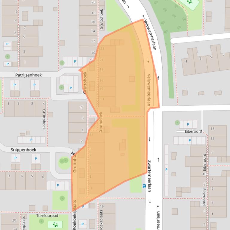 Kaart van postcodegebied 2317WK.
