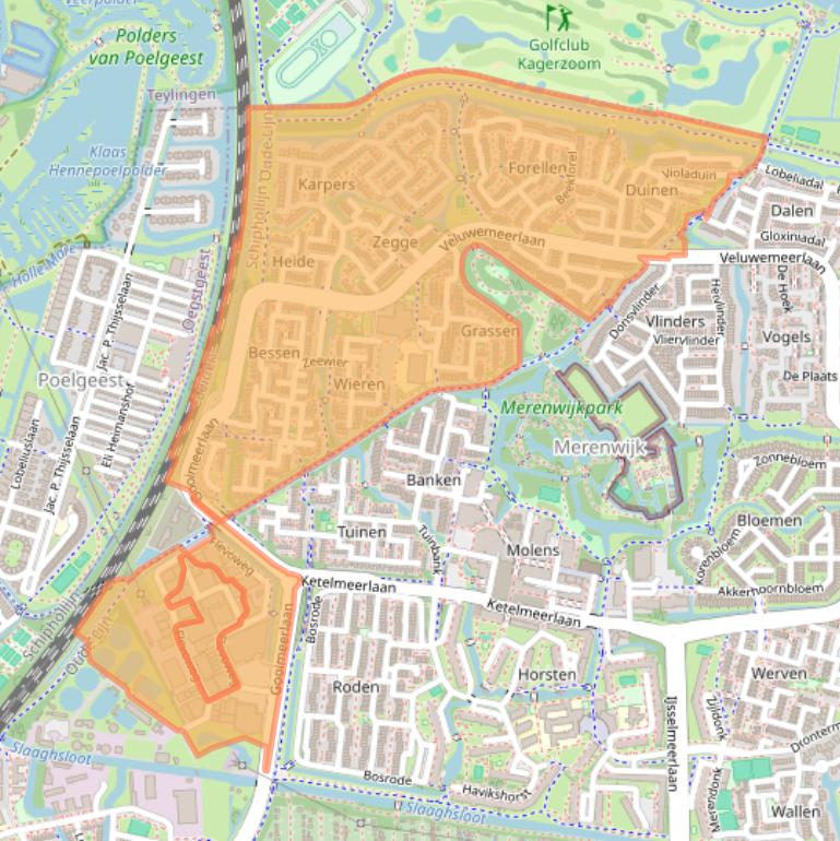 Kaart van postcodegebied 2318.