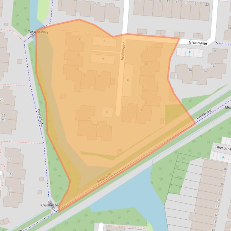 Kaart van postcodegebied 2318AA.