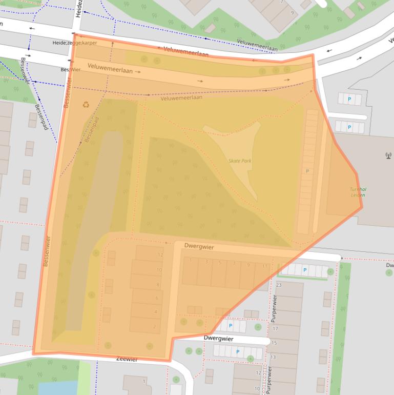 Kaart van postcodegebied 2318AD.