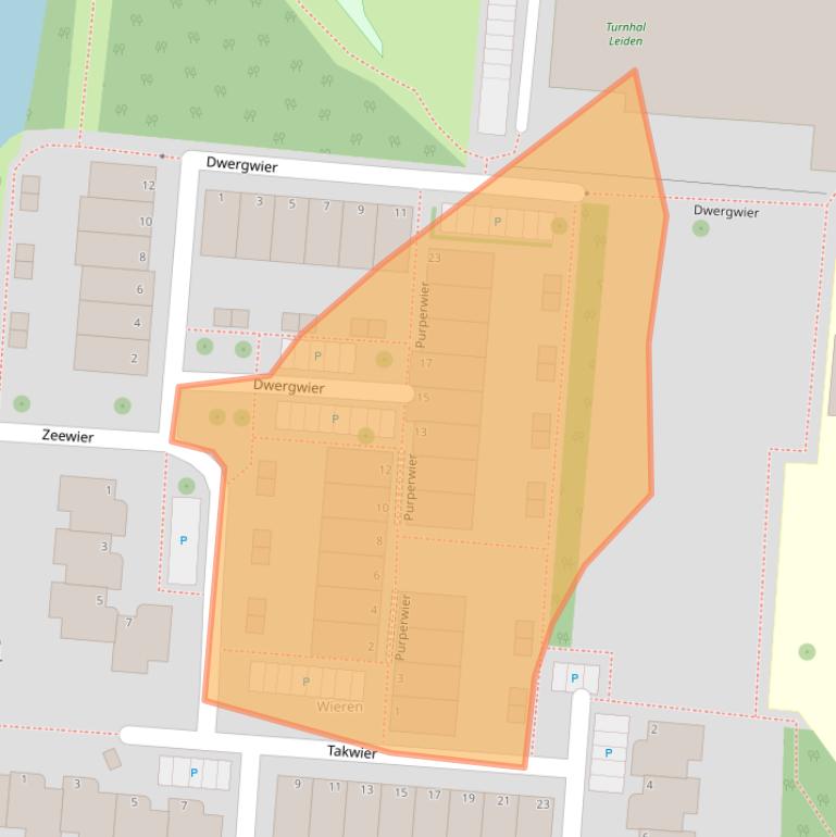 Kaart van postcodegebied 2318AE.