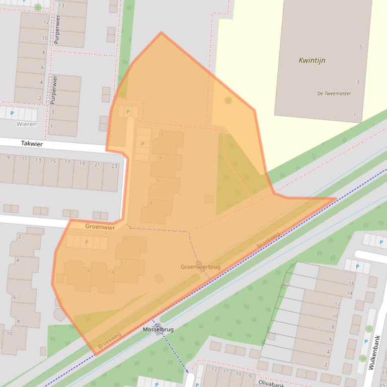 Kaart van postcodegebied 2318AG.