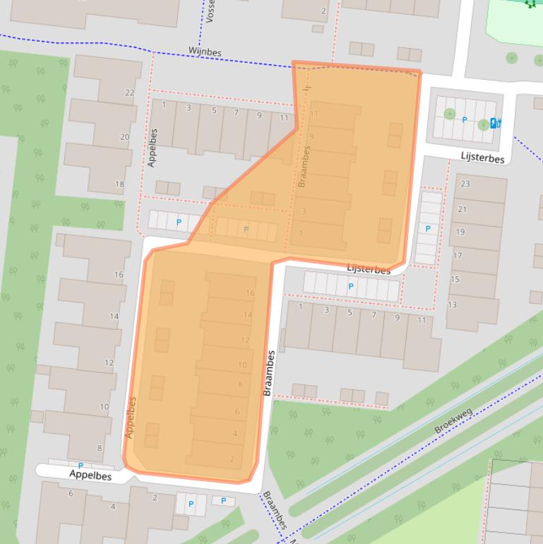 Kaart van postcodegebied 2318AJ.