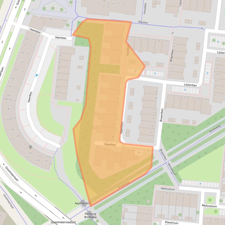 Kaart van postcodegebied 2318AK.