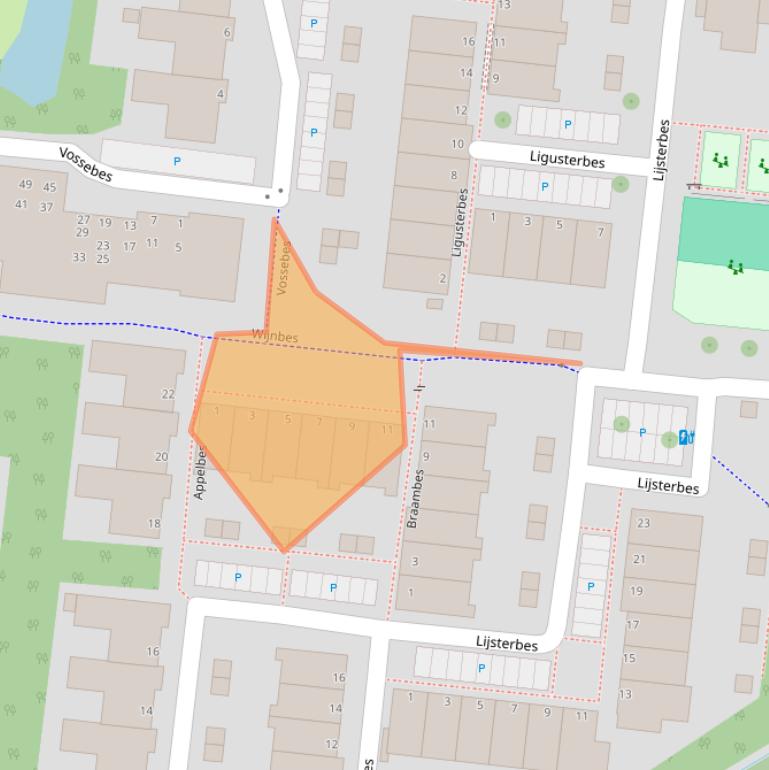 Kaart van postcodegebied 2318AL.