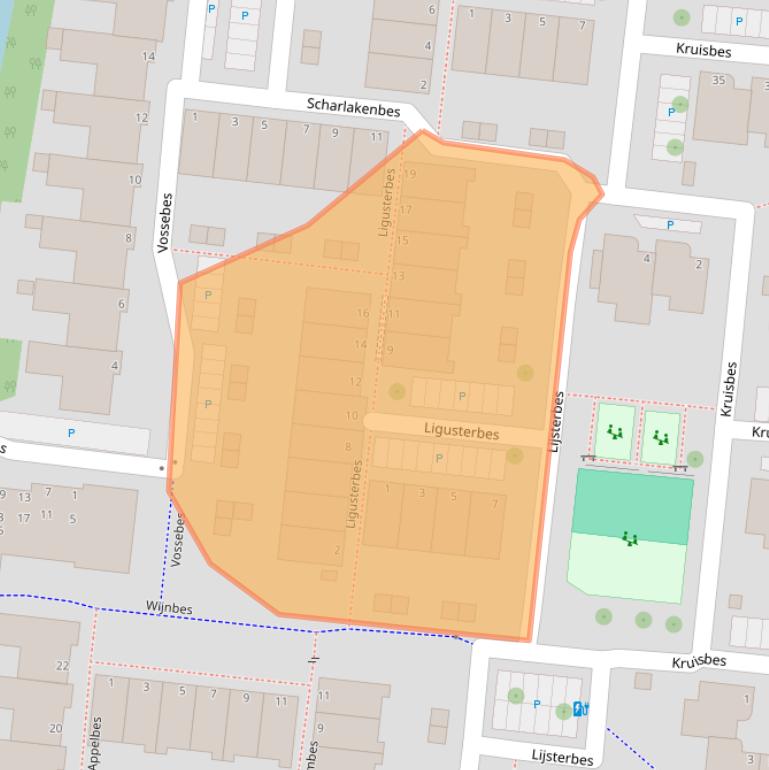 Kaart van postcodegebied 2318AM.