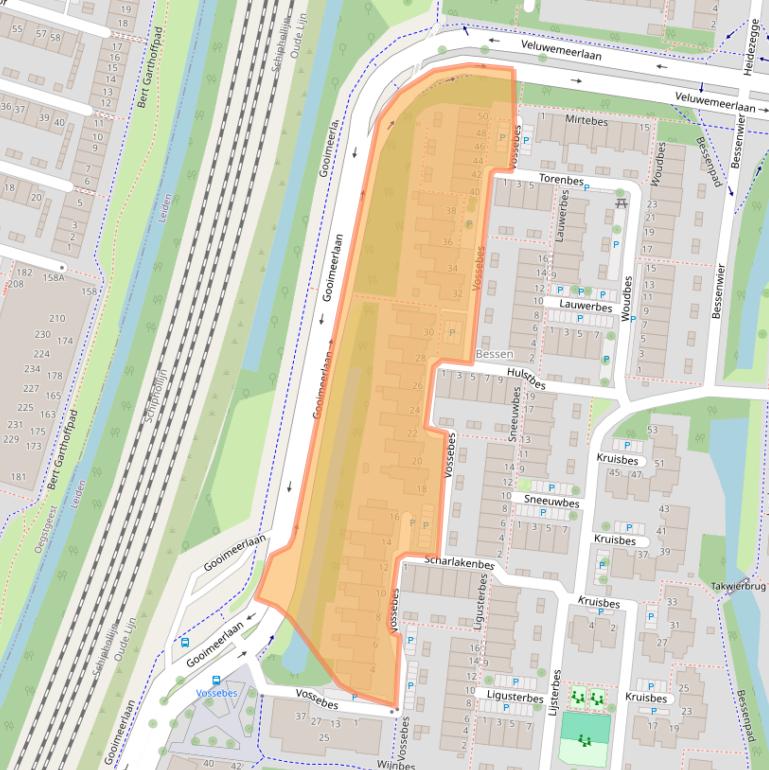 Kaart van postcodegebied 2318AP.