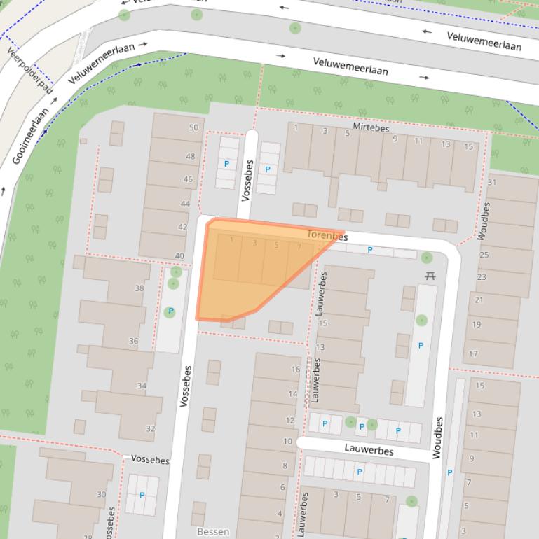 Kaart van postcodegebied 2318AV.