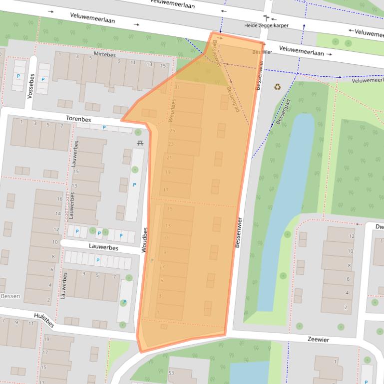 Kaart van postcodegebied 2318AX.