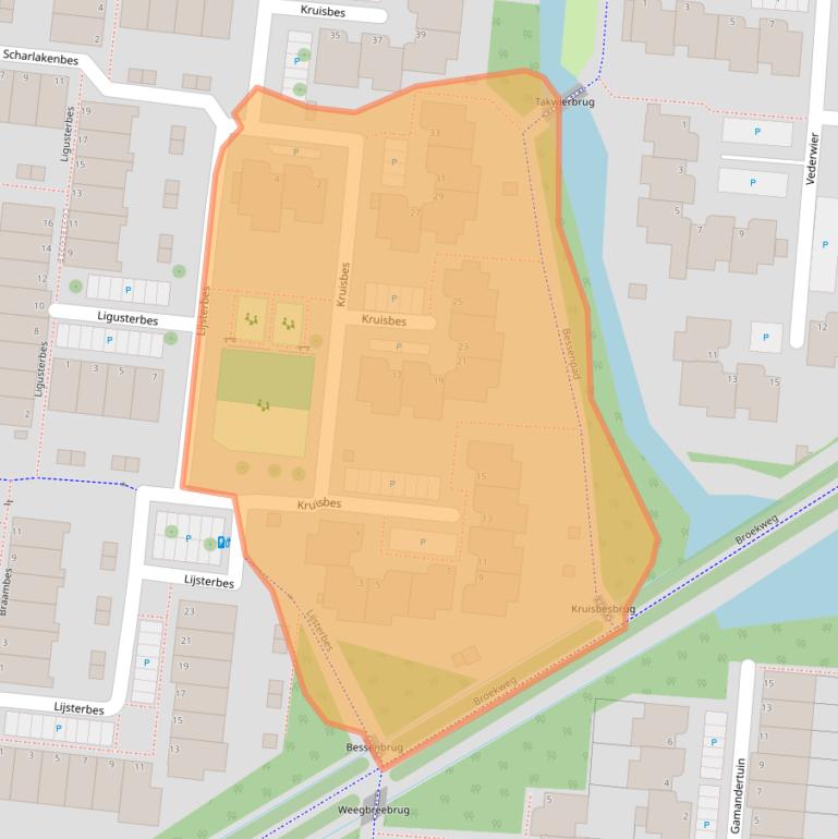 Kaart van postcodegebied 2318AZ.