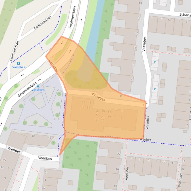 Kaart van postcodegebied 2318BB.