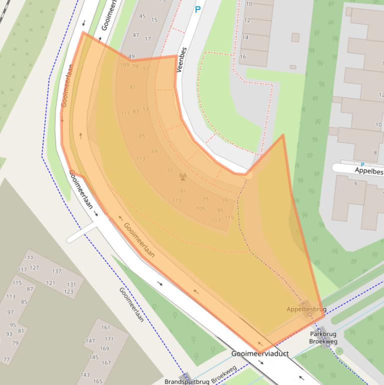 Kaart van postcodegebied 2318BD.