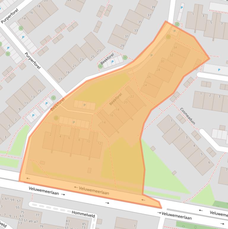 Kaart van postcodegebied 2318MB.