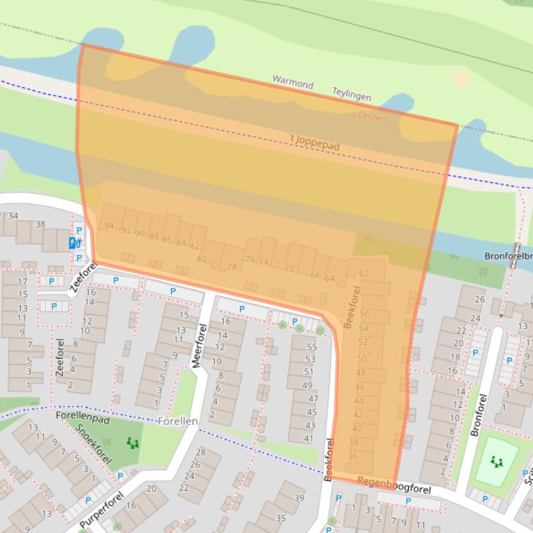 Kaart van postcodegebied 2318MC.