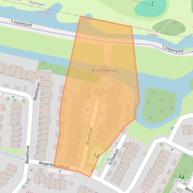 Kaart van postcodegebied 2318MD.