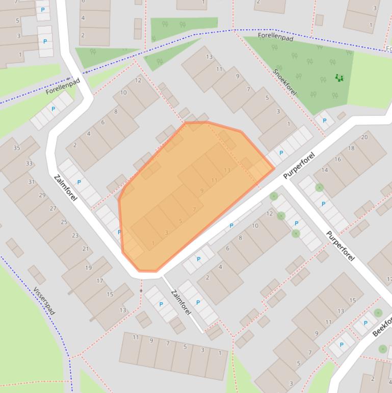 Kaart van postcodegebied 2318MJ.