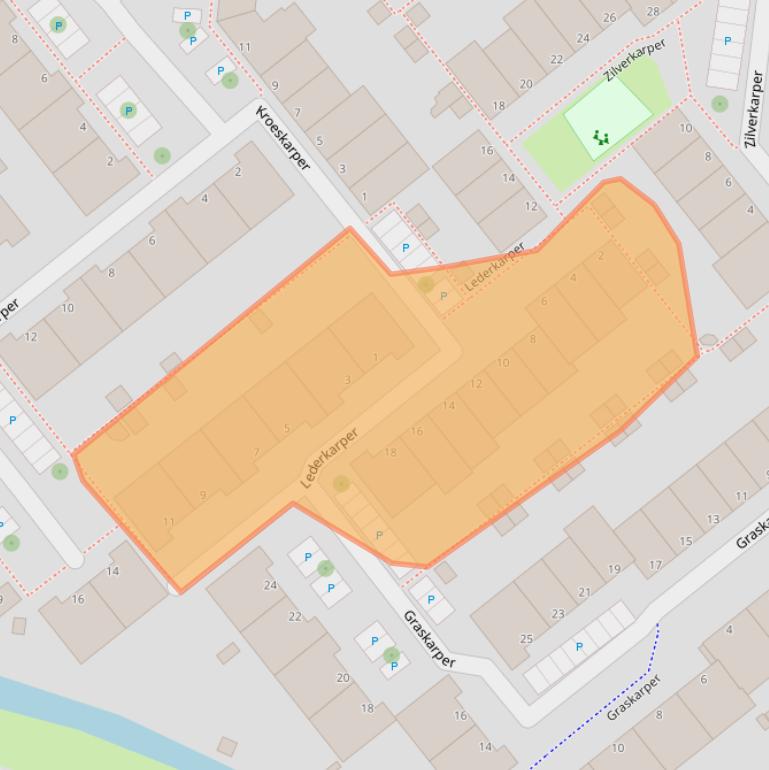 Kaart van postcodegebied 2318NB.