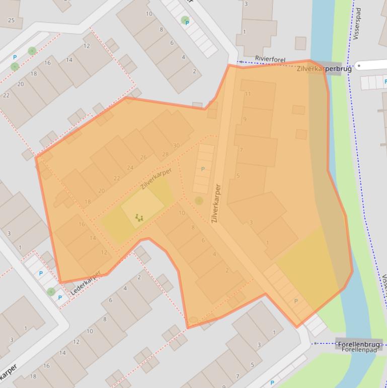 Kaart van postcodegebied 2318NC.