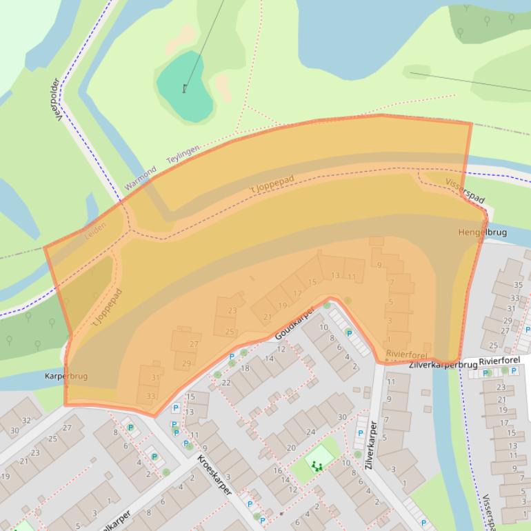 Kaart van postcodegebied 2318ND.