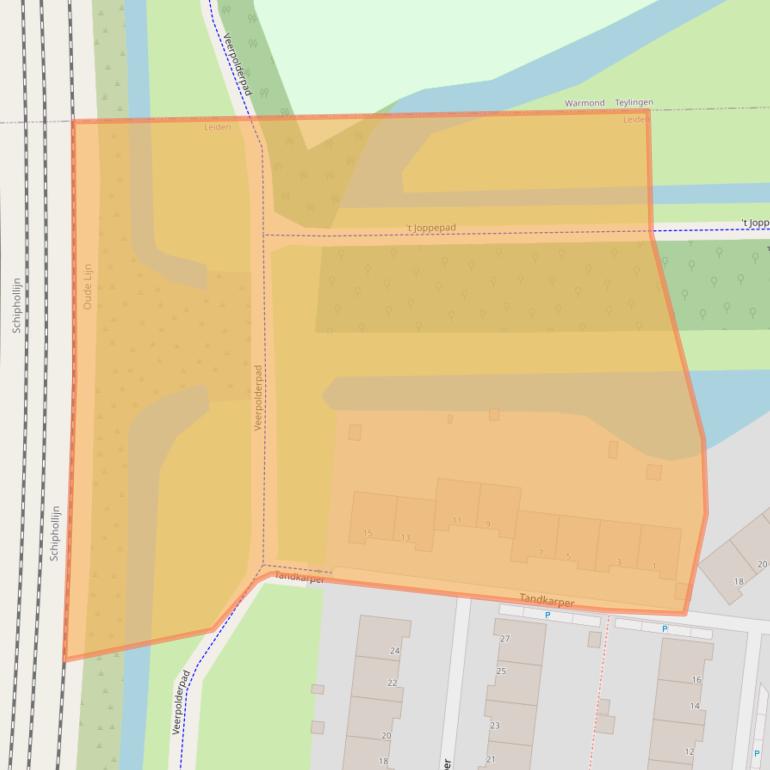 Kaart van postcodegebied 2318NL.