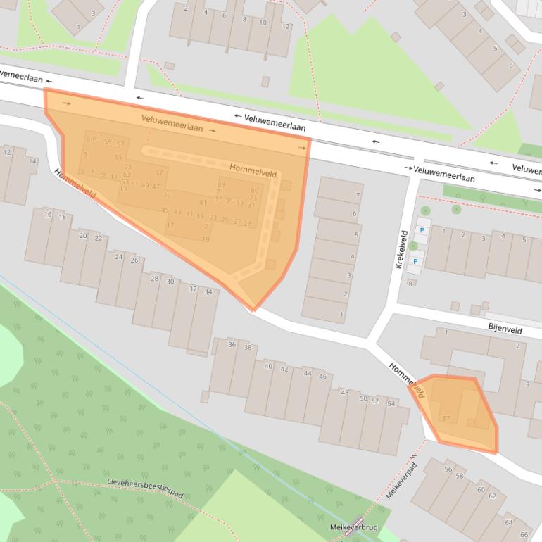 Kaart van postcodegebied 2318VA.