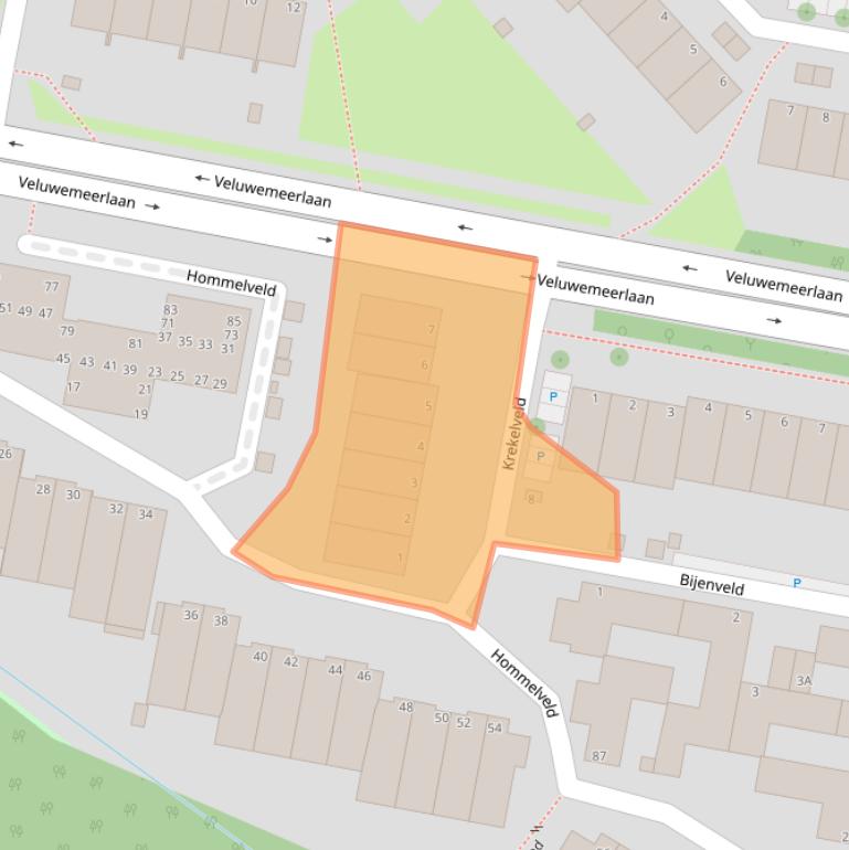 Kaart van postcodegebied 2318VJ.