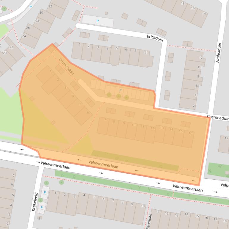 Kaart van postcodegebied 2318XA.